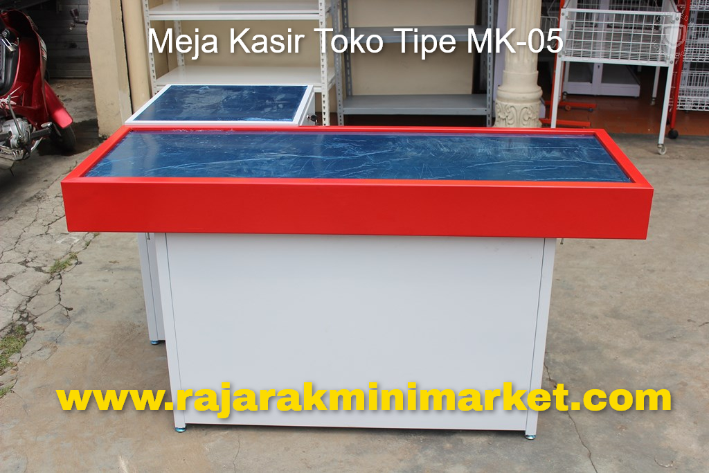 MEJA KASIR TOKO MINIMARKET SWALAYAN BAHAN BESI TIPE MK-05 SK-150 | RAKTOKO.ID
