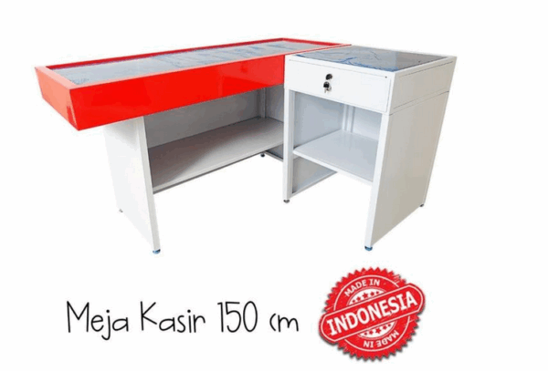 MEJA KASIR TOKO MINIMARKET SWALAYAN BAHAN BESI TIPE MK-05 SK-150 | RAKTOKO.ID